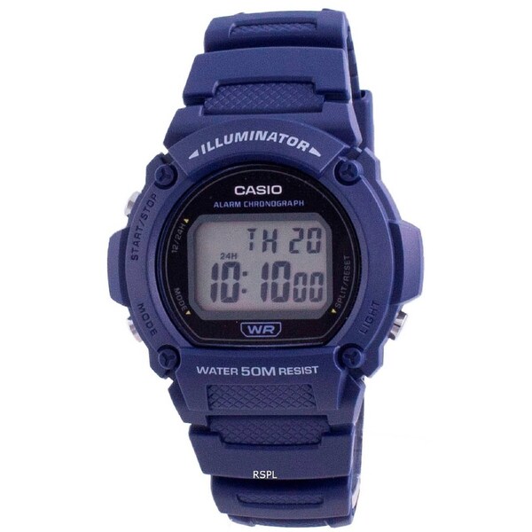 Casio Illuminator Digital Alarm Chronograph Backlight Stopwatch W-219H-2A Mens Watch 50M