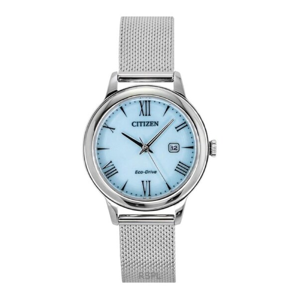 Citizen Elegance Eco-Drive Solar Movement EW2621-75M Ladies Watch 100M Stainless Steel Blue Dial Date Display