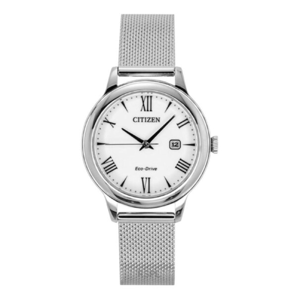 Citizen Elegance Eco-Drive Solar Movement EW2621-75A Ladies Watch Stainless Steel White Dial 100M Date Display
