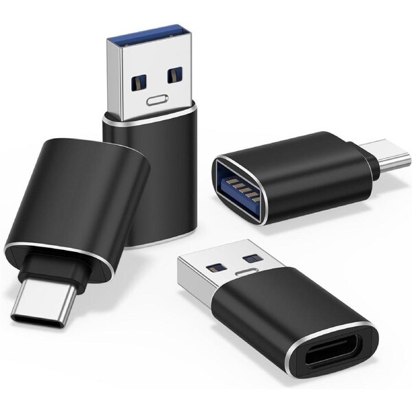 [4 Pack] USB-C to USB Adapter,USB A 3.0 Female to USB-C Male Adapter (2pcs), Type-C Female to USB Male Adapter (2pcs) for MacBook, iPhone, Samsung