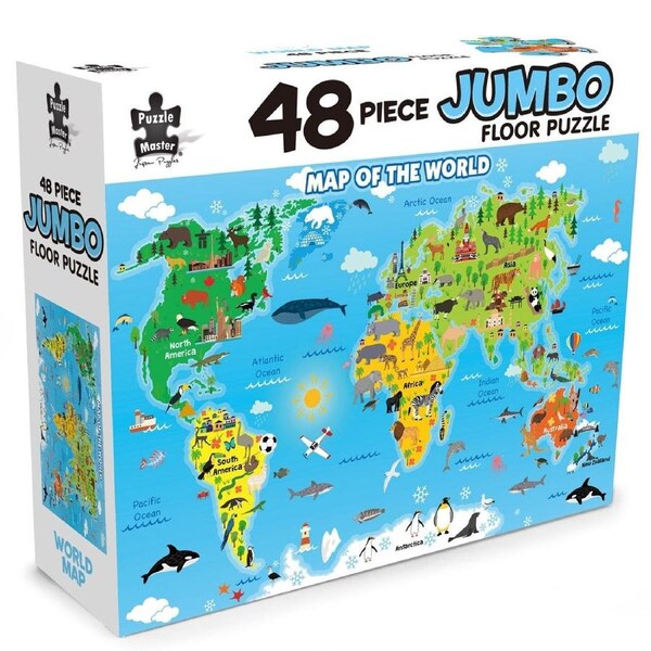 48 Piece Jumbo Floor Puzzle World Map - Puzzle Master