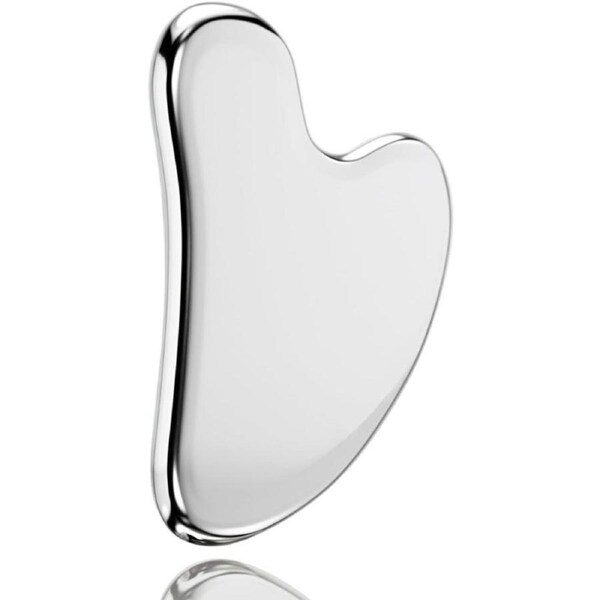 Rena Chris Gua Sha Facial Tools, Stainless Steel GuaSha for Face Massager, Jawline Sculpting and Puffiness Reducing, Skin Care Gift (Silver)
