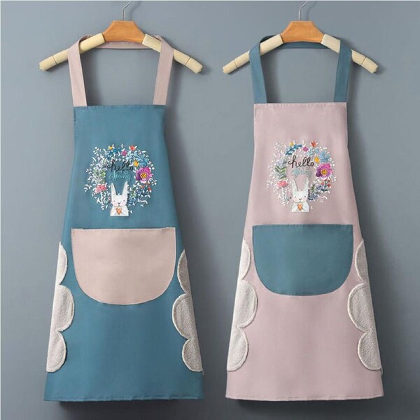 2 Pack Kitchen Household Cooking Apron Oil-Proof Waterproof Wipe Hand Apron