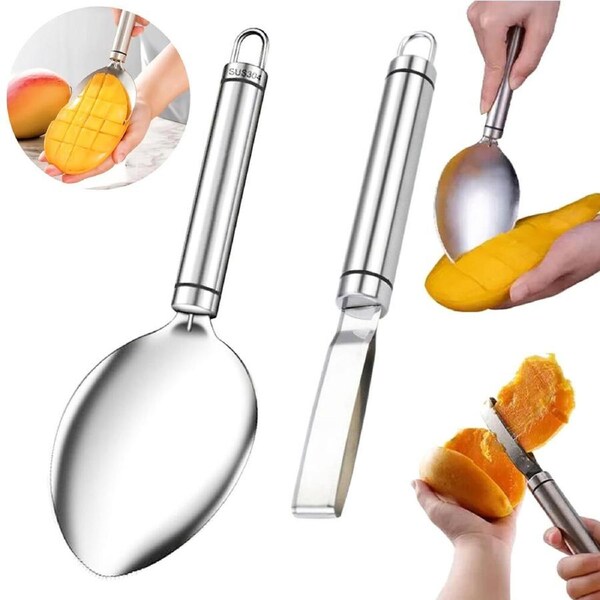 2 Pack 304 Stainless Steel Mango Slicer Kit Mango Peeler Mango Knife and Corer