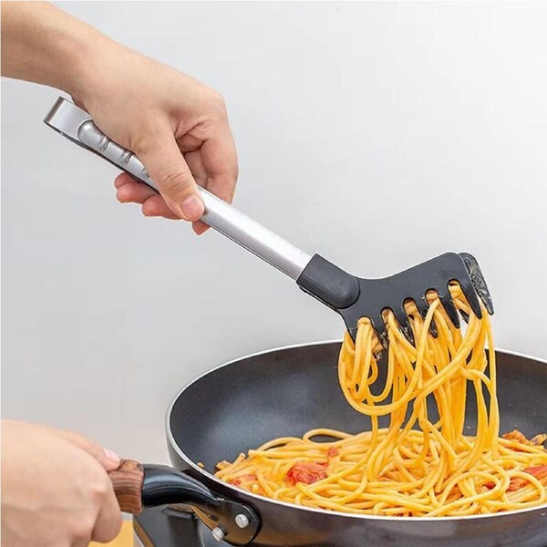 2PCS Stainless Steel Noodle Tongs Non-slip Handle Multi-functional Food Tongs