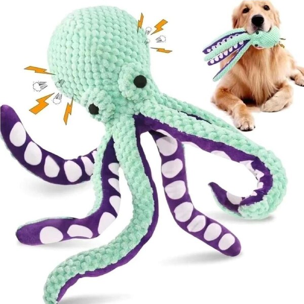 Dog Interactive Biting Toys Pet Squeak Toys OctopusVelvet Training Toys for Dog