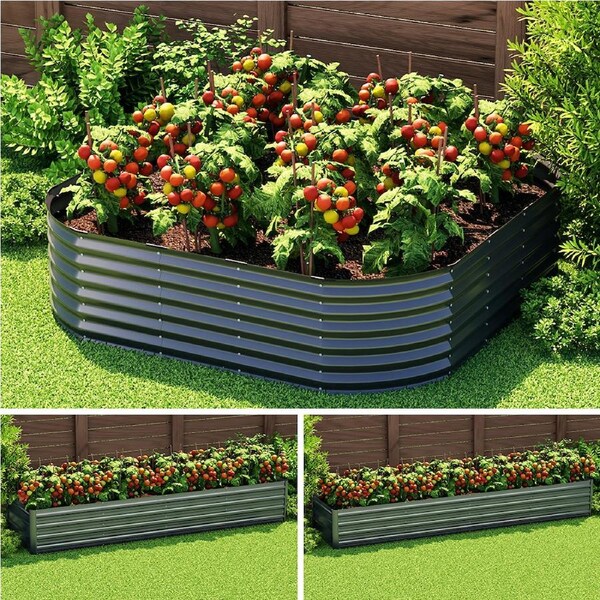 Greenfingers Garden Bed Raised Galvanised Steel Planter Box Vegetables Flowers 240x80x45cm 2-IN-1