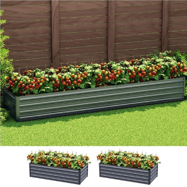 Greenfingers Garden Bed Raised Galvanised Steel Planter Box Vegetables Flowers 320x80x45cm 2-IN-1