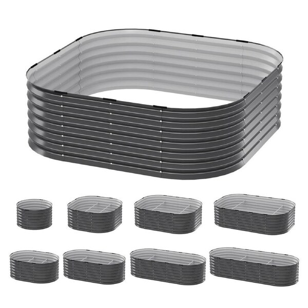 Greenfingers Garden Bed Raised Galvanised Steel Planter Box Vegetables Flowers 210x80x45cm 9-IN-1