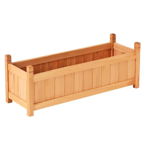 Green Fingers Garden Bed Kit Raised Wooden Planter Box Pot Vegetables Flowers Rectangle - 90x30x33cm