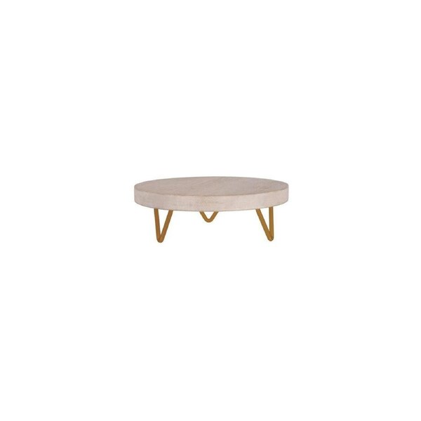 Chef Inox Serve Whitewash Mangowood Round Display Stand Metal Legs 254x90mm
