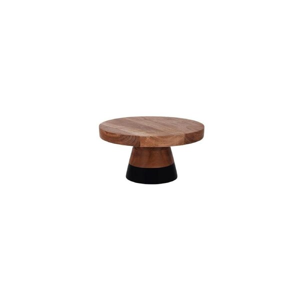 Chef Inox Serve Natural Acacia Round Cake Stand Black Boarder 250x125mm (Box of 4)