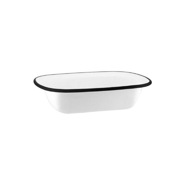 JAB Melamine Vintage White / Black Rim Rectangular Server 200x145x45mm (Box of 6)