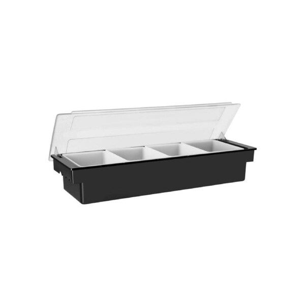 Jiwins Condiment Holder 4-Compartment Black 500x160x90mm