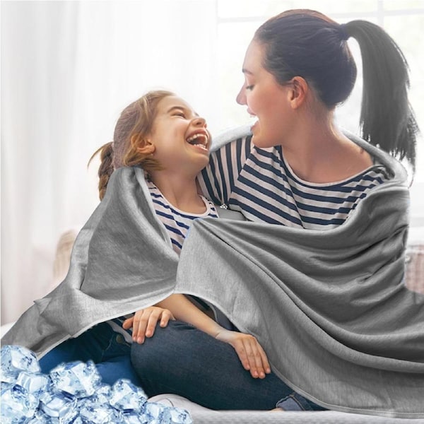 LINENOVA Cooling Blanket Pillowcases Cold Breathable Lightweight Blanket For Hot Sleeper 220 x 240 cm / Grey