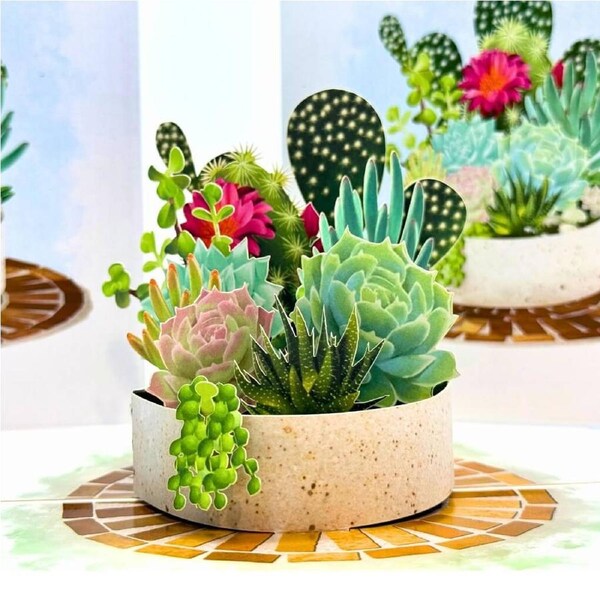 Cactus & Succulent Garden 3D Pop Up Card