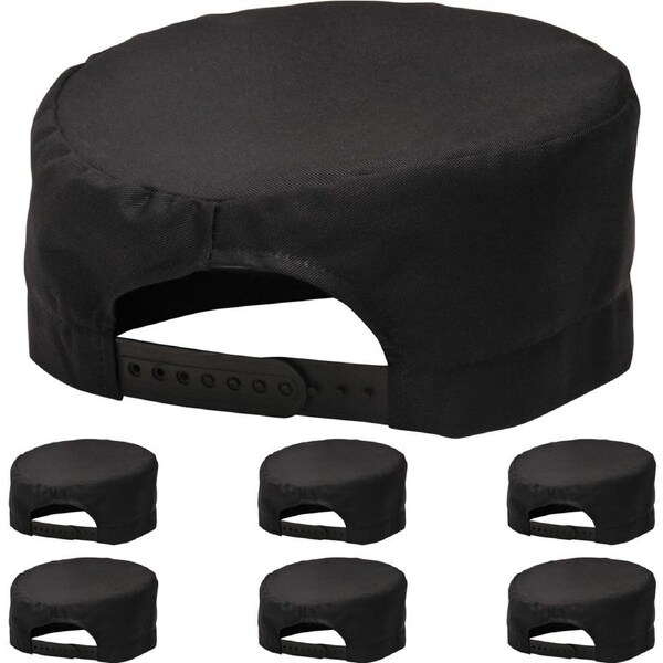 Portwest 7 Pack S899 Chefs Skull Cap Adjustable Water Resistant Hat Bulk Black for Men & Women Kitchen Cooking Baker Restaurants Catering