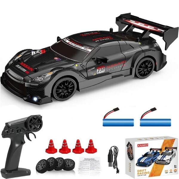 Nevenka 1:24 2.4GHz RC Drift Car with LED Lights 30KM/H 4WD Racing Toy-Black