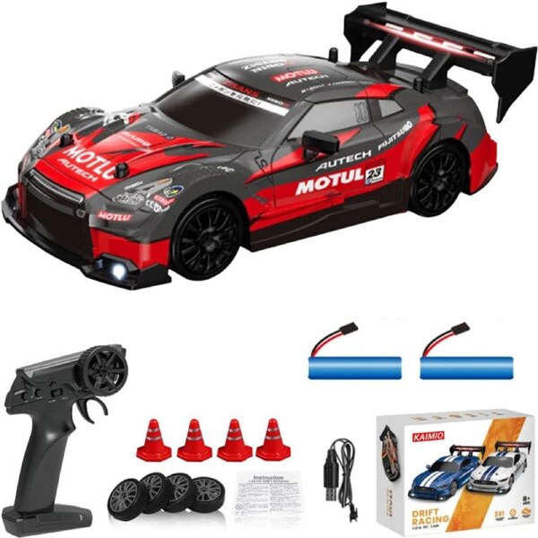 Nevenka 1:24 2.4GHz RC Drift Car with LED Lights 30KM/H 4WD Racing Toy-Red