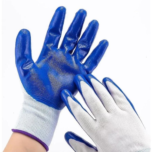 12x NITRILE GLOVES General Purpose Work Glove Safety Rubber Coated BULK