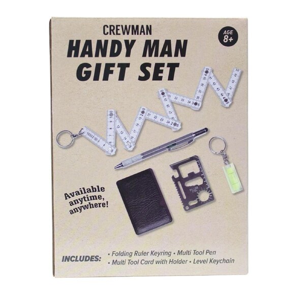 Handyman Gift Set Multi-Tool Keychain Level Ruler & Pen