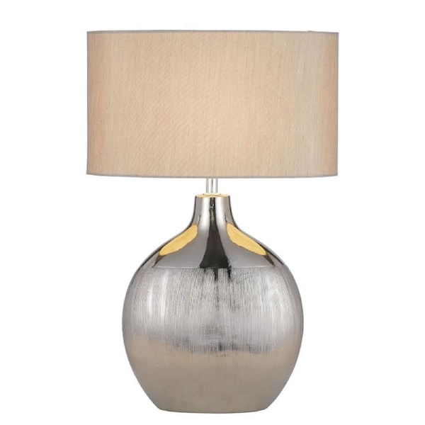 Salerno TFS Silver Ceramic Table Lamp with Modern Design for Living Room Decor