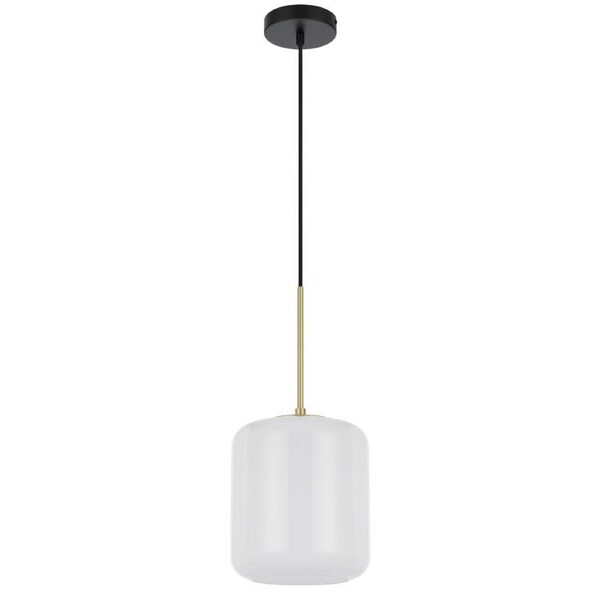 Modena Brass Matt Opal Glass Pendant with Contemporary Look and Soft Glow