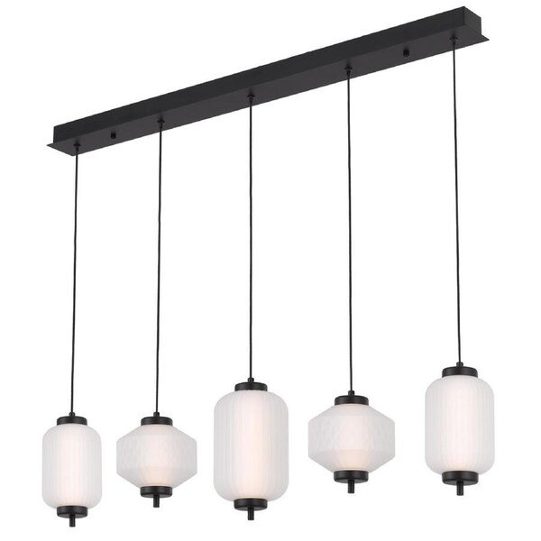 Palermo Black Frosted Glass Pendant with Frosted Finish and 5-Light Illumination