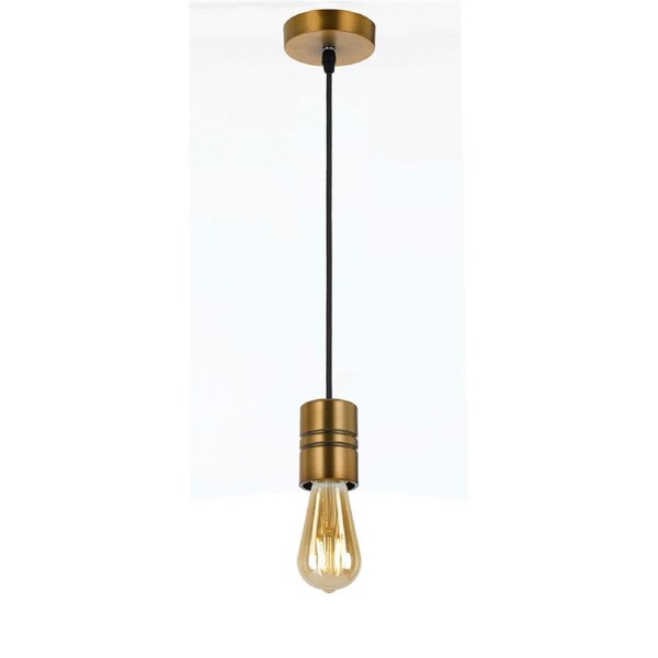 Asti Antique Brass Cord Set Pendant with Black Shade and 2 Meter Cable