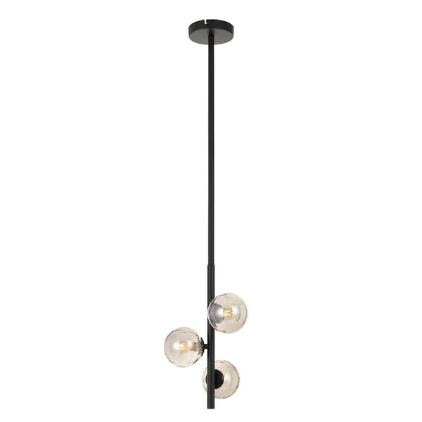 Austin Black Frame Smoke Pendant with 3 Lights and Adjustable Height