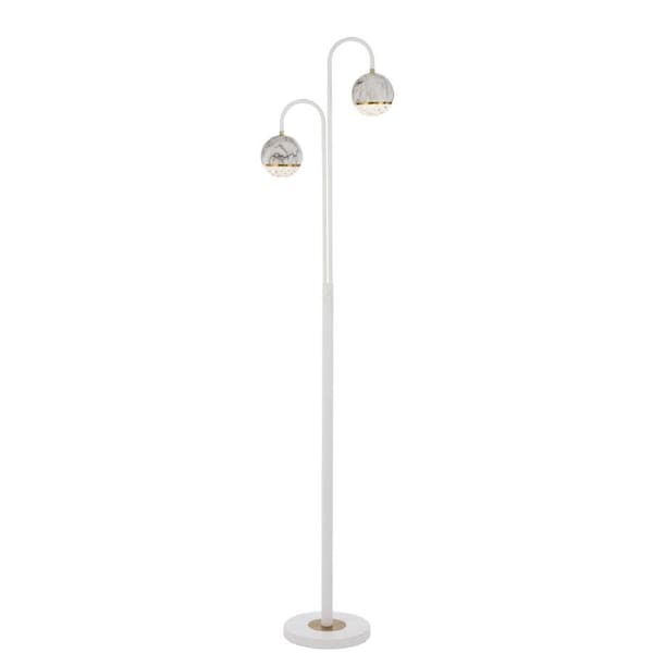 Cantomark White Marble Floor Lamp with 2 Lights and Modern Style