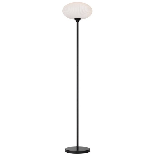 Aurora Black Matt Floor Lamp with Foot Switch and Opal Matt Shade