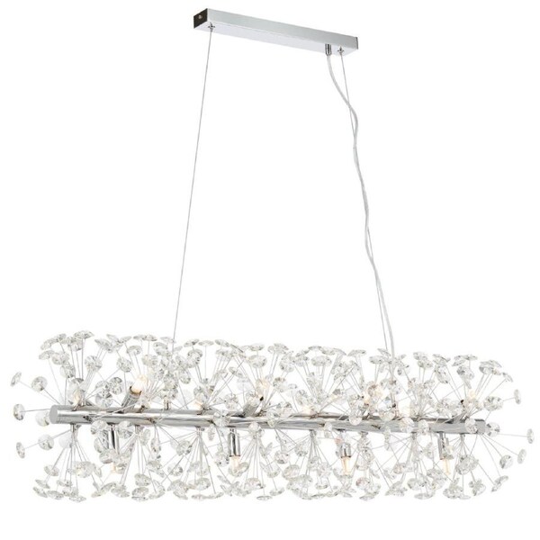 Bilbao Chrome Clear Pendant Lamp with 12 Lights and Adjustable Chain