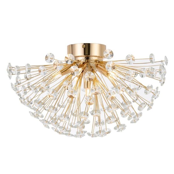 Toledo Gold Clear Pendant Lamp with 6 Lights and Modern Style