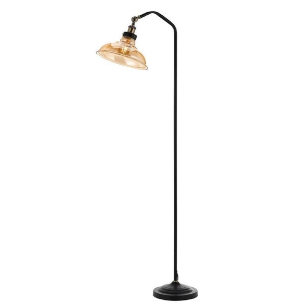 Cantoton TFS Floor Lamp Woven Black Amber Shade with Elegant Standing Frame