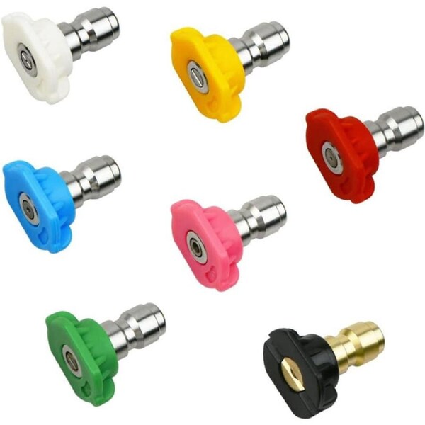 7 Pcs 7 Color Pressure Washer Spray Nozzle Tips 1/4 Inch Quick Connector Multiple Spray Degrees for Long Range Nozzle, Power Washer, Rated Up to 4000 PSI
