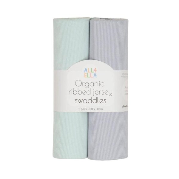 Ribbed jersey swaddles 2pk - Sage & Grey