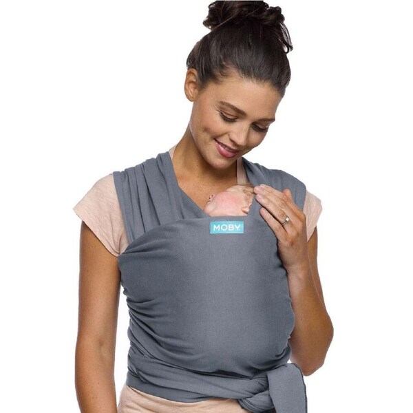Moby Classic Wrap Flint 100% Cotton Soft Baby/Newborn Sling Carrier Grey