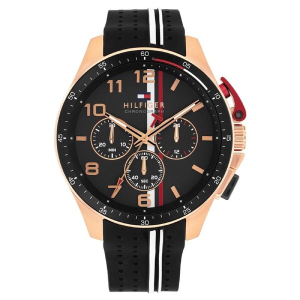 Tommy Hilfiger Silicone Black Dial Chronograph Men's Watch - 1710709