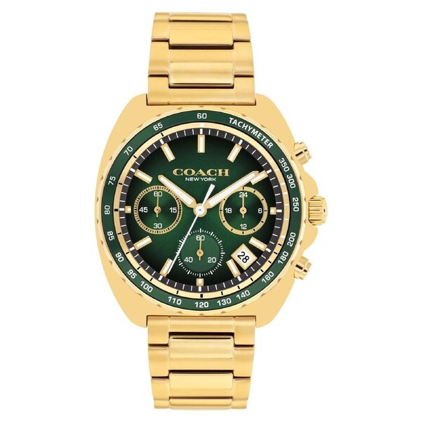 Coach Gold Steel Green Dial Chronograph Men's Watch - 14602738
