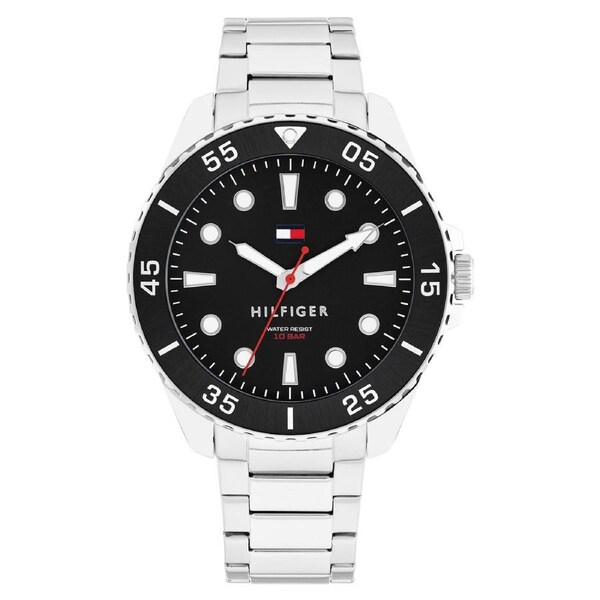 Tommy Hilfiger Stainless Steel Black Dial Men's Watch - 1792203