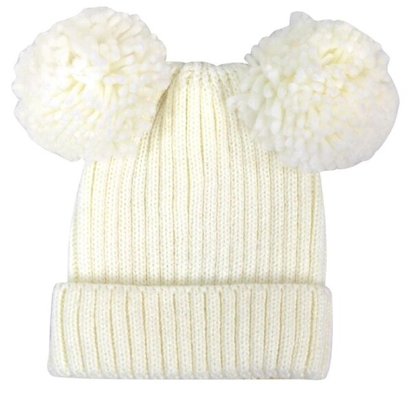 Foote Street Poppy Beanie For Toddlers Winter Cap - White - 8M-2Y