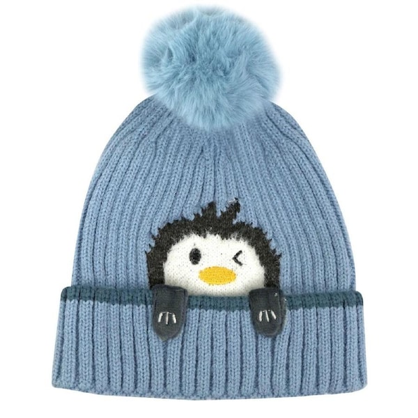 Foote Street Penguin Beanie For Kids Winter Cap - Blue - 2Y-3Y