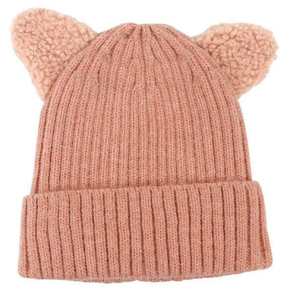 Foote Street Kitty Beanie For Kids Winter Cap - Dusty Pink - 2Y-3Y