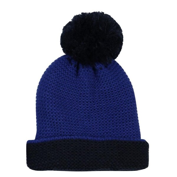 Foote Street Two Tone Beanie With Pom Pom For Kids M/L - Blue 7Y-10Y