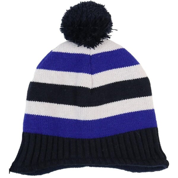 Foote Street Unisex Multi Stripe Beanie w/ Pom Pom Kids M/L Blue 7Y-10Y