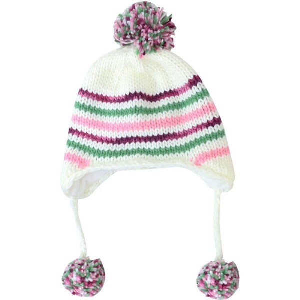 Foote Street Unisex Multi Stripe Beanie w/ Pom Pom For Kids S/M Multi 3Y-6Y