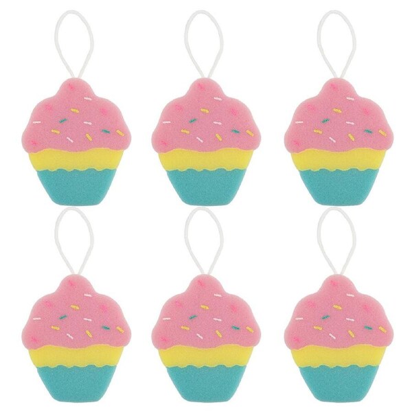 6PK Miki Cupcake Bath Sponge For Fun Bathtime Foamy Lather Multicolour