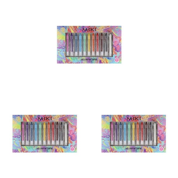3PK Miki Face & Body Art Crayons Set - 12 Colors For Kids/Children - 3y+