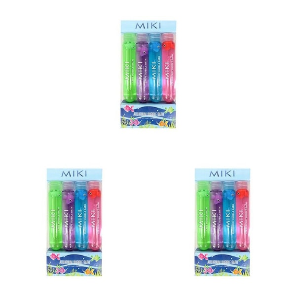 3x 4pc Miki Aquarium Bubble Bath Vials For Bubbles and Fun - 3y+